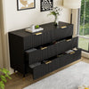 Sideboard Black Wooden Chest of Drawers 6 Drawer Storage for Bedroom Living Room