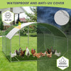 Large Metal Chicken Coop Chicken Run with Waterproof and Anti-UV Cover 3X4X2M