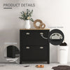 2 Drawer Shoe Cabinet Narrow Shoe Cupboard with Flip Doors, Black