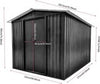 8 x 6ft Garden Storage Shed Outdoor Metal Garden Sheds with Sliding Door GREY