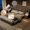 4ft6 Double Slatted Bed Frame, Headboard with Charging Port and Lighting Grey