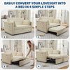 Modern Corduroy Sofa Bed 2-Seater Pull-Out Loveseat Sleeper w/ USB Ports