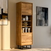 175cm Display Cabinet Oak | 2 Doors & Shelves | Metal Frame Tall Storage Unit