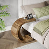 C-Shaped End Table, Wood Side Sofa Table for Living Room Bedroom, Rustic Brown