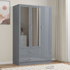High Gloss Wooden 3 Door Wardrobe with Drawers and Mirror Bedroom Storage