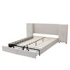 4ft6 Double Velvet Bed Frame with Headboard with Storage Pockets & Drawers Beige