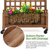 Wooden Planter Elevated Raised Garden Bed w/ Trellis Outdoor Climbing Plant Vine