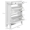 Narrow Shoe Cabinet with 2 Flip Drawers and Top Drawer, White