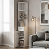 Wood Storage Corner Floor Standing Cabinet with Doors and Shelves Slim Bookshelf