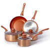 8 Piece Pan Set, Copper Stainless Steel Pan Set, Suitable For All Hob Types