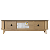 TV Stand Cabinet 170 cm TV Unit With Solid Wood Slide Doors and Rattan Drawers