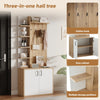 Coat Rack Shoe Storage 5 Shelves Closed Cabinet 4 Hooks Entryway 180cm White/Oak