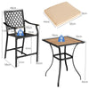 Bar Height Outdoor Bistro Set 3 Pieces Patio Bar Set W/ 2 Upholstered Bar Stools