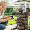 Outdoor Fountain, Resin Garden Fountain with Adjustable Flow, Rustic Brown