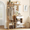 Hallway Entryway Storage Unit with Mirror, Drawer, Flip-Down Doors & Shoe Bench