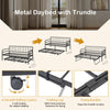 Single Size Metal Sofa Bed Frame with Trundle-Black