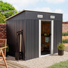 4x8 FT Flat Roof Steel Storage Shed, Pre-drilled Steel Panels, Outdoor Tool Shed
