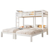 3FT Triple Sleeper Table Ladder Solid Pine Wooden Bunk Bed Children Single White