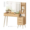 Dressing Table Tempered Glass Top Vanity Makeup Desk 5 Drawers LED Mirror