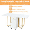 Folding Dining Table Rolling Drop Leaf Table with Drawers Cabinet Kitchen Table