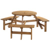 Garden Round Table Chair Benches Wooden 6 Seater Patio Umbrella Hole Outdoor