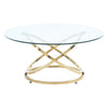 90cm Round Tempered Glass Coffee Table with Gold Chrome Leg for Living Room