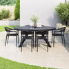 6 Seater Black Garden Wicker Dining Set with Sintered Stone Oval Table FTR247