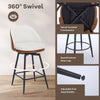 26in Bar Stools Set of 2 Swivel Counter Height Chairs w/ Metal Legs & Footrest