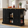 Kitchen Island Storage Trolley Cart with Drop Leaf, Drawers & Spice Racks, Black