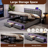 LED Ottoman Storage 4ft6 Double Upholstered Bed Frame with Headboard & 2 Drawers