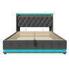 Ottoman Hydraulic Storage King 5ft Grey Upholstered Bed Frame with LED Lights