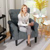 Upholstered Modern Accent Chair, Armchair with Wood Legs, Grey