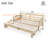 Daybed Wooden 3ft Single Guest Bed Trundle Bed Sofa Bed Frame Solid Pine Nature