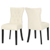 2 pcs Faux Leather Dining Chairs Set PU Seat Soft Back Wooden Legs Kitchen Chair