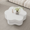 White Flower Shaped Coffee Table with 360° Rotating Top Living Room Furniture