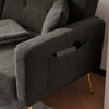 FABRIC SOFA BED LOVE SEAT SOFA SETTEE COUCH WITH GOLD METAL LEGS & CUSHIONS GREY