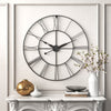 80CM Large Skeleton Metal Roman Wall Clock Big Numerals Giant Open Round Face