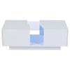 High Gloss White Coffee Table With Storage 2 Drawer RGB LED Wooden Living Room
