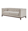 Dusk Chesterfield Stone Matte Velvet & Ash Wood Quilted 3 Seater Sofa RRP £899