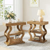 3-Tier Narrow End Table Wooden Sofa Side Table with Storage Shelf for LivingRoom