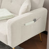 Fabric Sofa Bed Love Seat Sofa Settee Couch with Metal Legs & Cushions White
