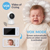 2K 2.4GHz WiFi Baby Monitor, Phone App & 5'' Screen Control, Smart Night Light