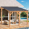 3x3.65m Lean-to Hardtop Gazebo Outdoor Wood Cedar Wall Mounted Pergola for Patio