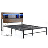 Double Size Metal Platform Bed with Storage Shelves