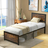 Single Size Bed Frame with High Headboard Metal Slats