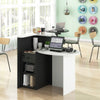 Office Reception Desk Front Counter Desk w/ Adjustable Shelf-White+Black
