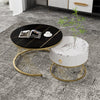 Coffee Table Round Nest of Tables Set of 2, Metal Side Table with Drawer Storage