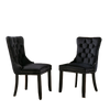 Set of 2 Velvet Dining Chairs with High Back Wooden Legs for Dining Room Kitchen