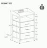 LED Bedside Table 3 Drawers Storage Cabinet Nightstand with Charging Station