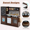 Wooden Play Kitchen Kids Pretend Play Toy w/Microwave Ice Make-Brown